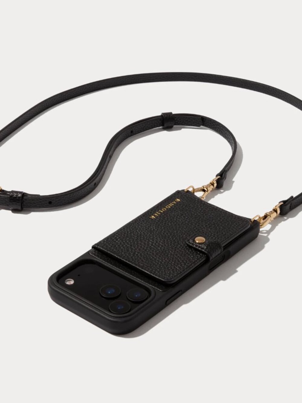 Bandolier Mila MagSafe MagSafe Crossbody Phone Case in Black/Gold iPhone 15 Pro